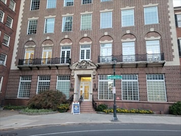 Outside front of building