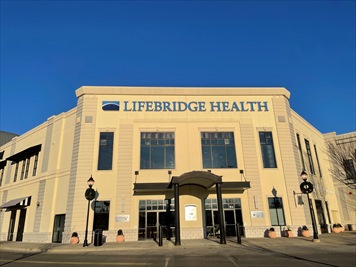 Outside front of building