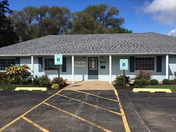 Outside front of building